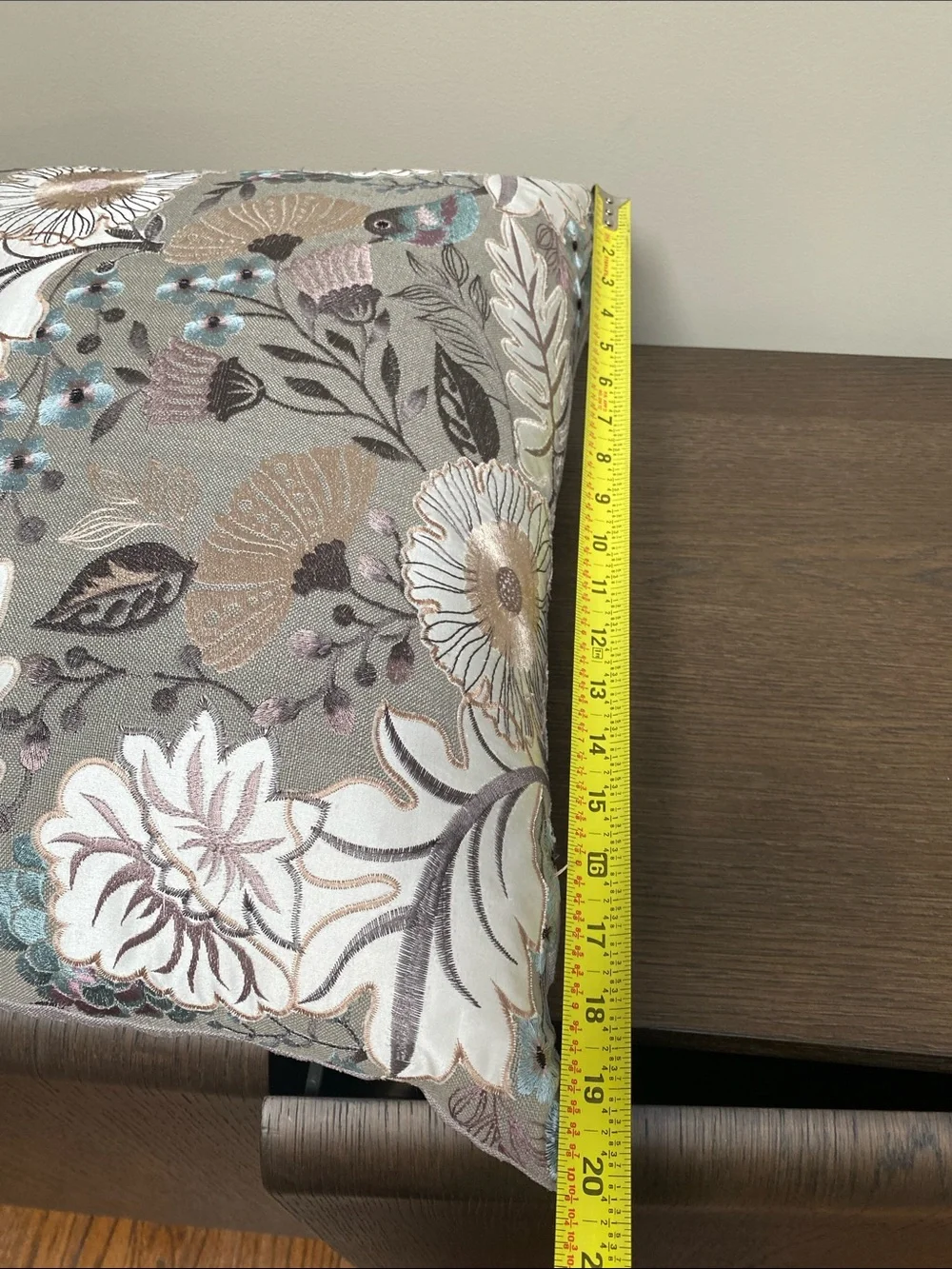 Custom Embroidered Handmade floral Pacific Coast Down filled Throw Pillow 20x20